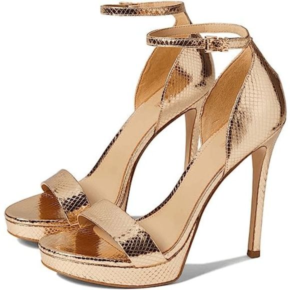 Michael Kors Jordyn women's stiletto Platform Sandal pale gold size 5M - Picture 1 of 3